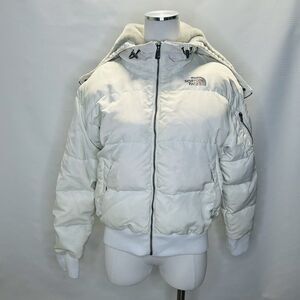 The North Face 550 Faux Fur Puffer Down Jacket Womens Medium White Preppy Hooded